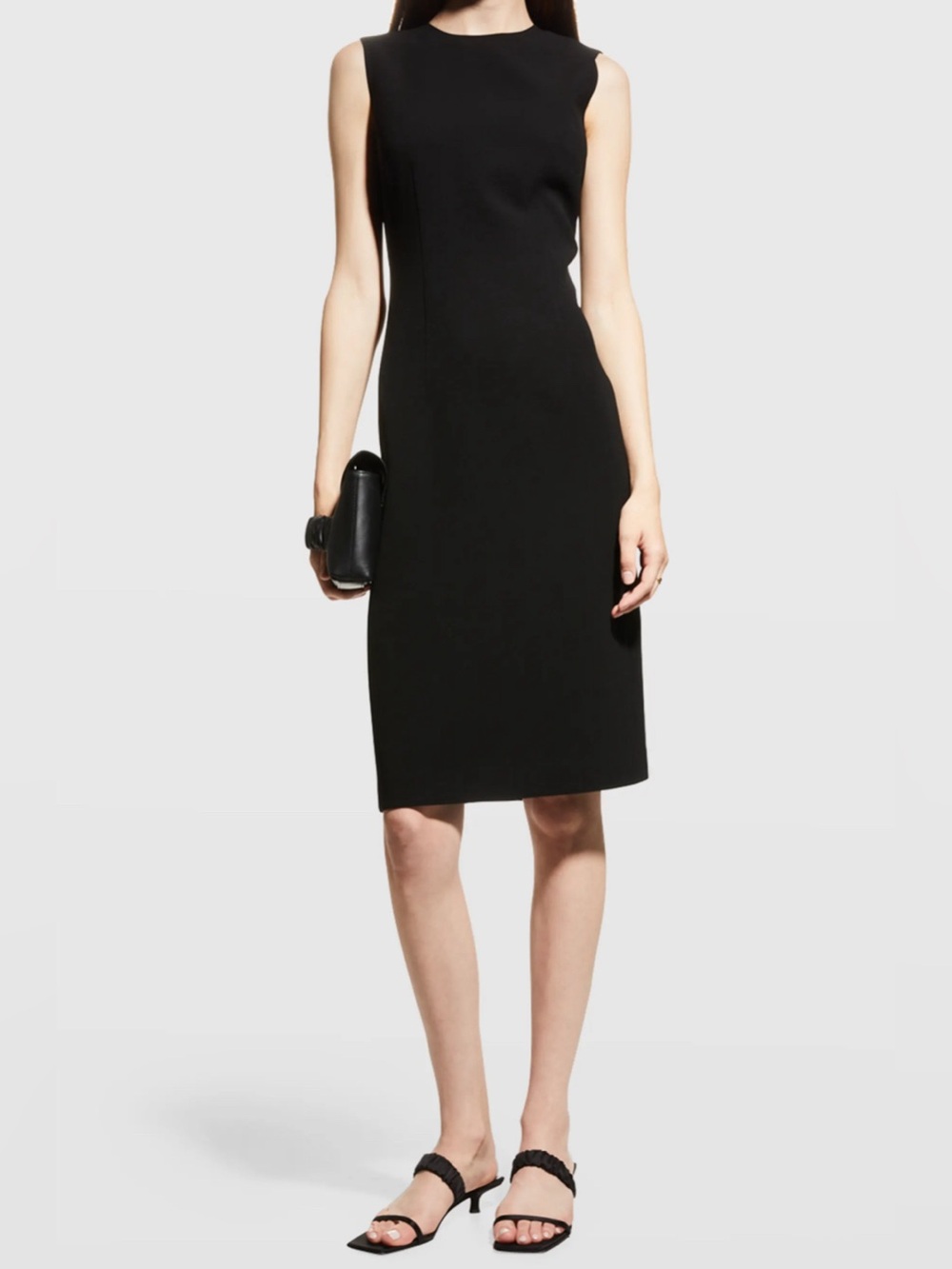 Lafayette 148 New York Black Sleeveless Midi Sheath Dress